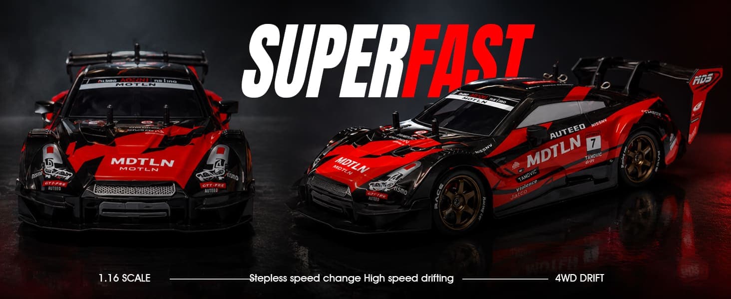 Nextronix 40 km/h High-Speed 1:16 Scale 4WD RC Drift Car | 2.4GHz Remote Control Racing Car with LED Lights & Rechargeable Battery — product detail 2