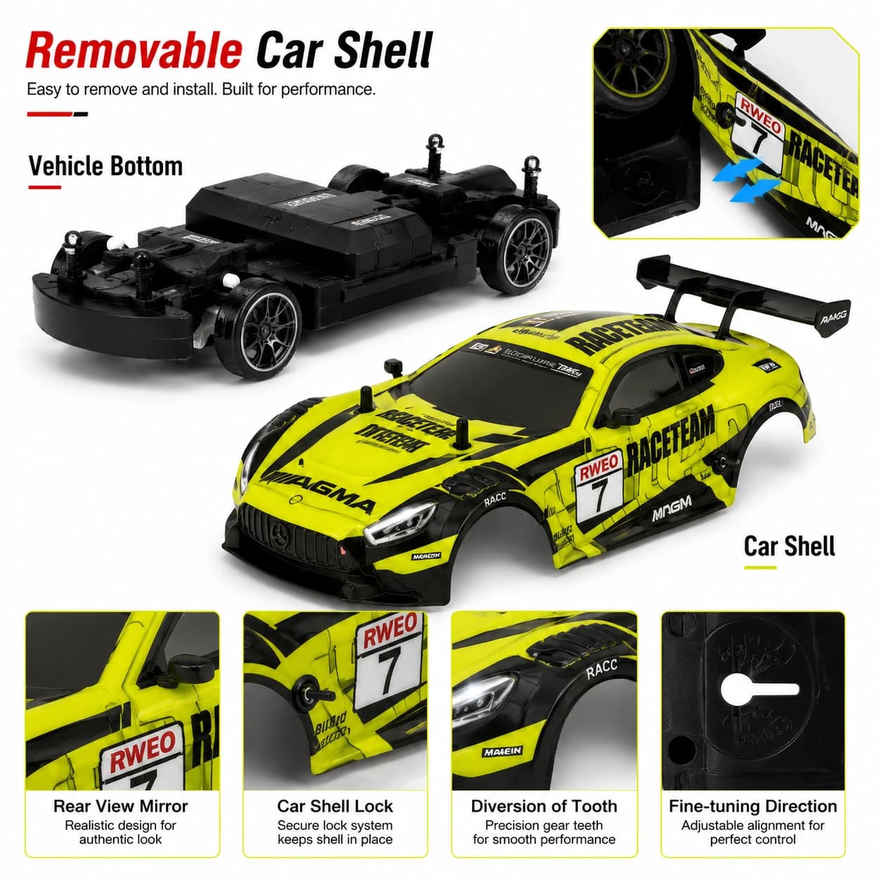 Nextronix 40 km/h High-Speed 1:16 Scale 4WD RC Drift Car | 2.4GHz Remote Control Racing Car with LED Lights & Rechargeable Battery 5