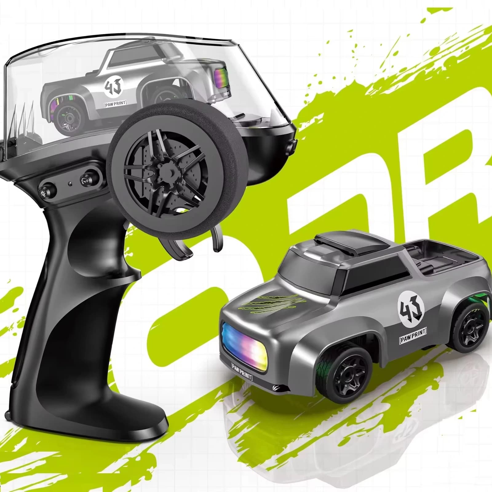 Nextronix 1:64 RC Drift Car | 2.4GHz Remote Control | Type-C Rechargeable Battery | LED Lights | High Speed Mini Racing Car 1