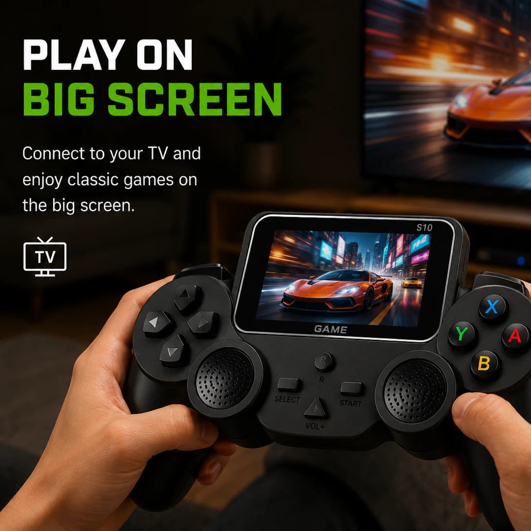 Nextronix S10 Retro Pocket Console | Portable Gaming Console | Wireless Controller | TV Mode | Rechargeable 4