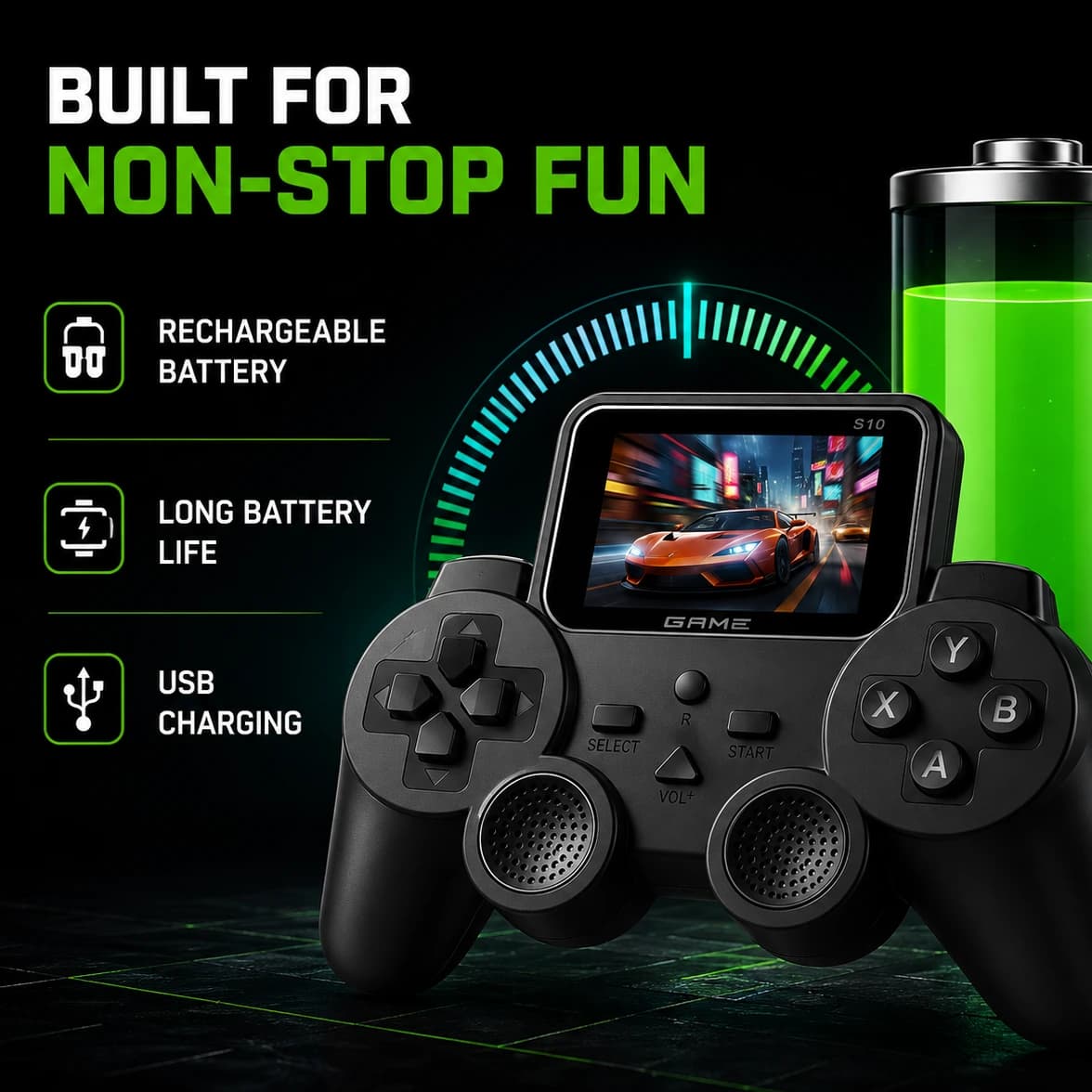 Nextronix S10 Retro Pocket Console | Portable Gaming Console | Wireless Controller | TV Mode | Rechargeable 3