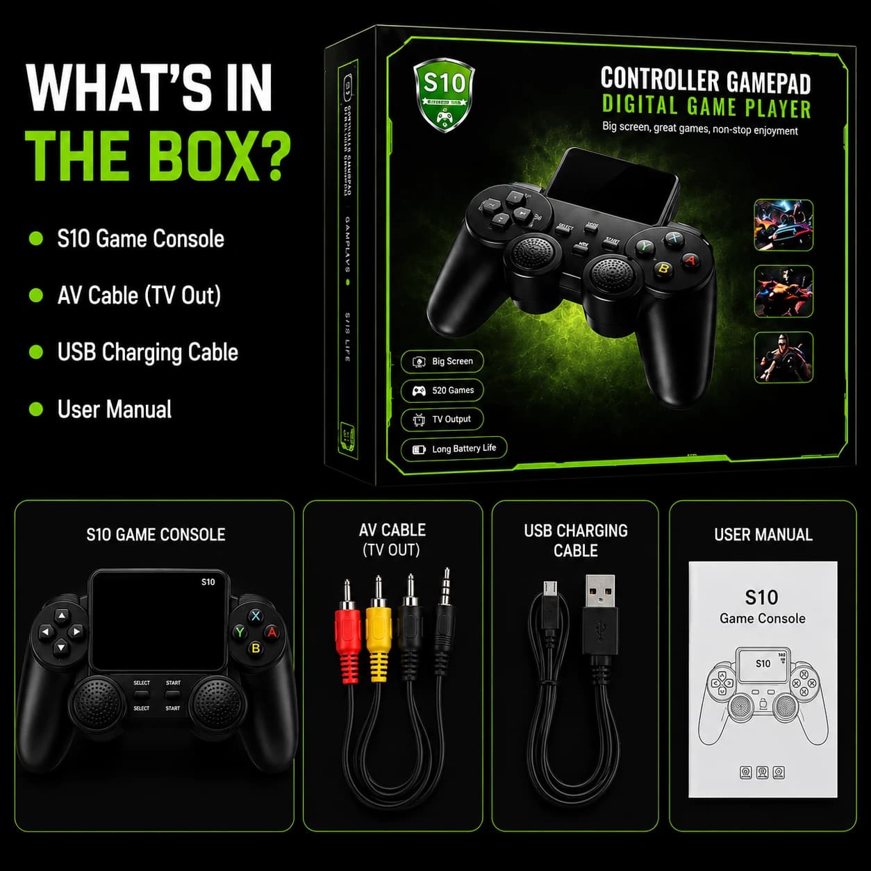 Nextronix S10 Retro Pocket Console | Portable Gaming Console | Wireless Controller | TV Mode | Rechargeable 5