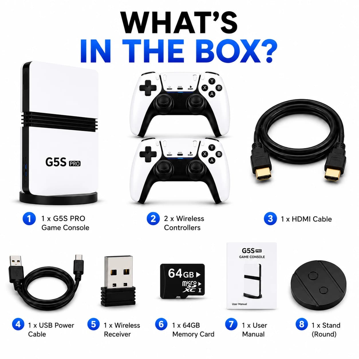 GS5 Pro Wireless Retro Gaming Console | 30,000+ Classic Games | 53 Emulators | Dual 2.4GHz Controllers | HDMI Plug & Play | 64GB TV Gaming Stick for Kids & Adults 7