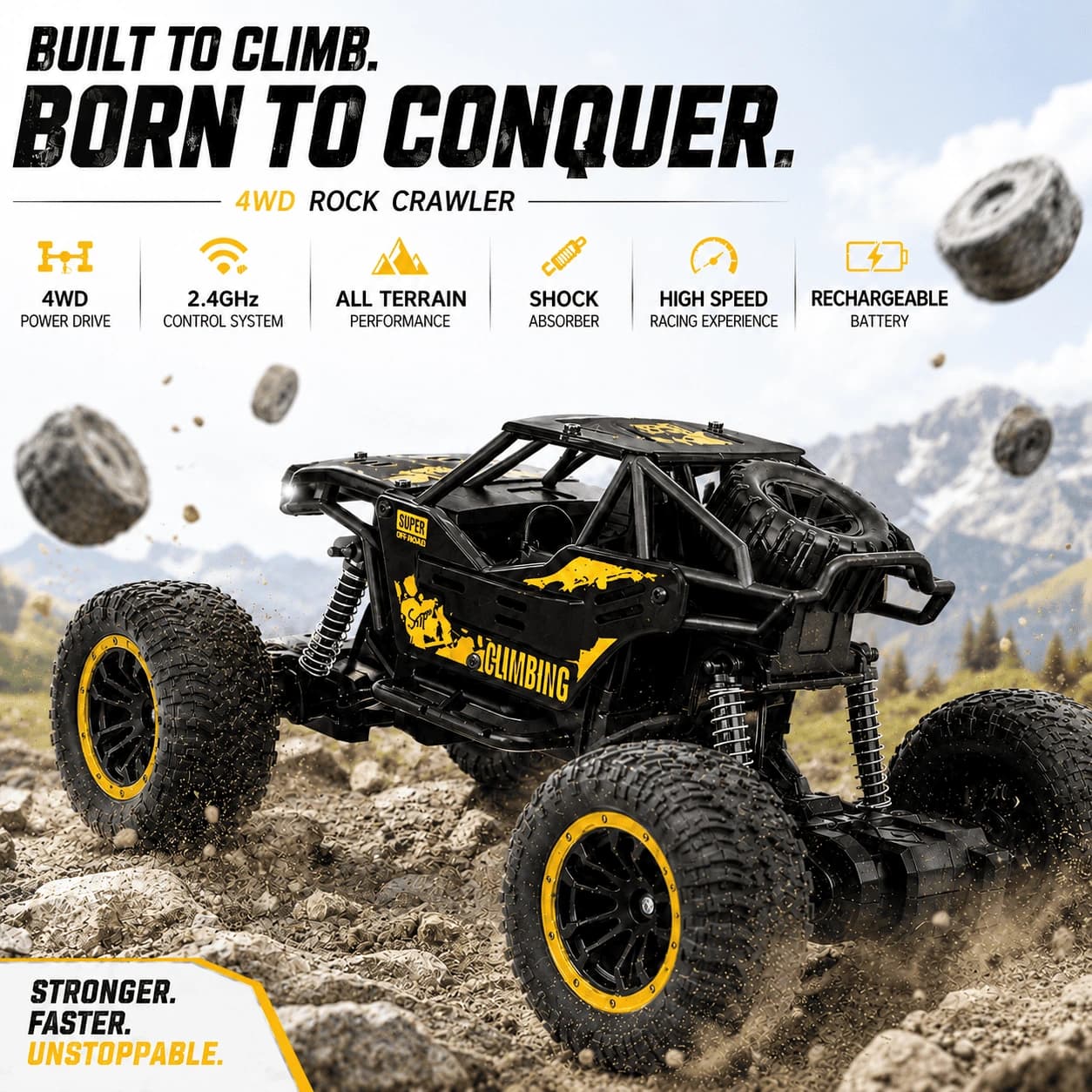 Rock Crawler RC Car with Real Fog Effect | Rechargeable 2WD Off-Road Monster Truck 3