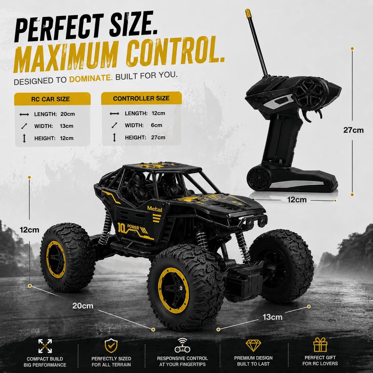 Rock Crawler RC Car with Real Fog Effect | Rechargeable 2WD Off-Road Monster Truck 2