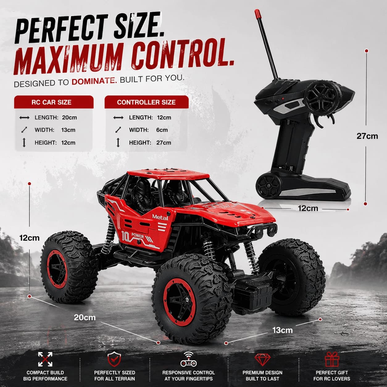 Rock Crawler RC Car with Real Fog Effect | Rechargeable 2WD Off-Road Monster Truck 2