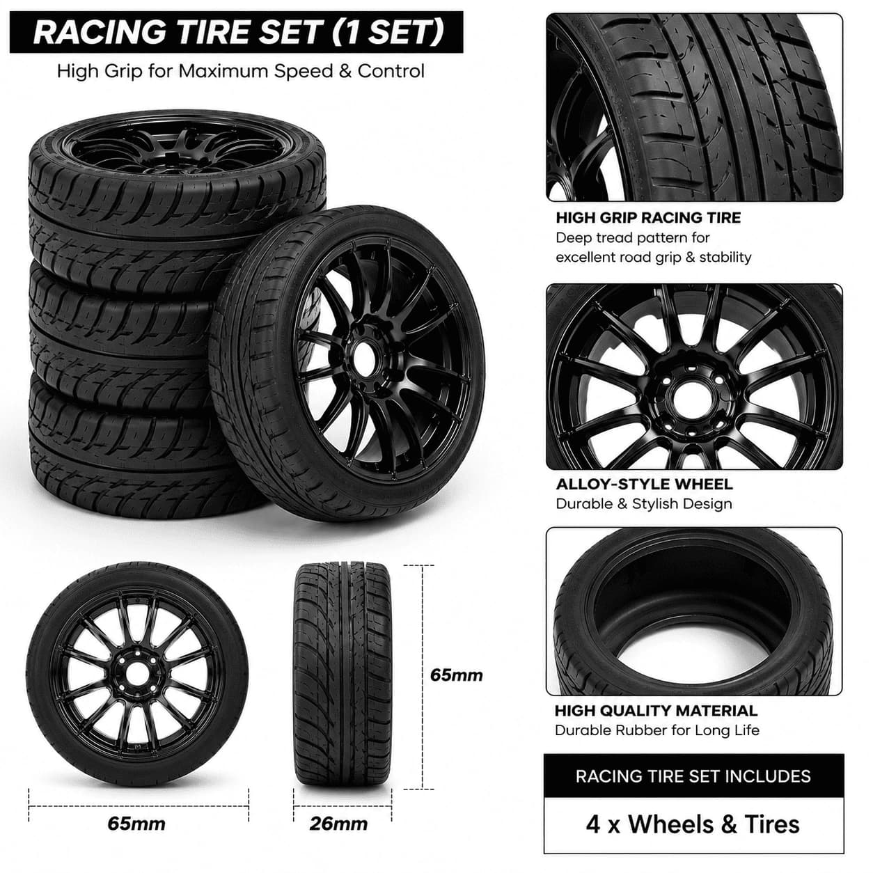 Nextronix RC Car Drift & Racing Tire Set – Drift + Racing 3