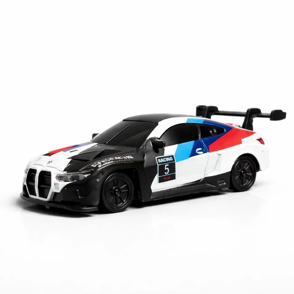 Nextronix BMW M4 Style 1:43 Scale 4WD Gyro RC Drift Car with Alloy Body, 2.4GHz Remote Control & LED Lights – White 4