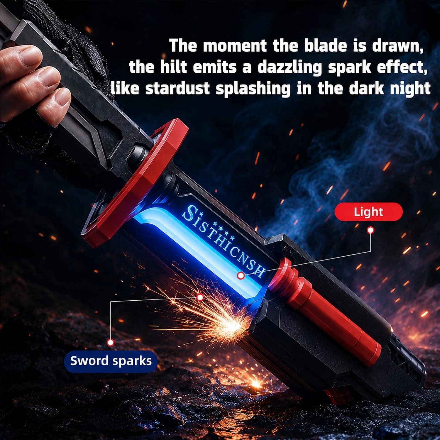 Nextronix Sword Toy with Hit Sensor, Sound Effects, Fog Effect & Type-C Rechargeable Battery 2