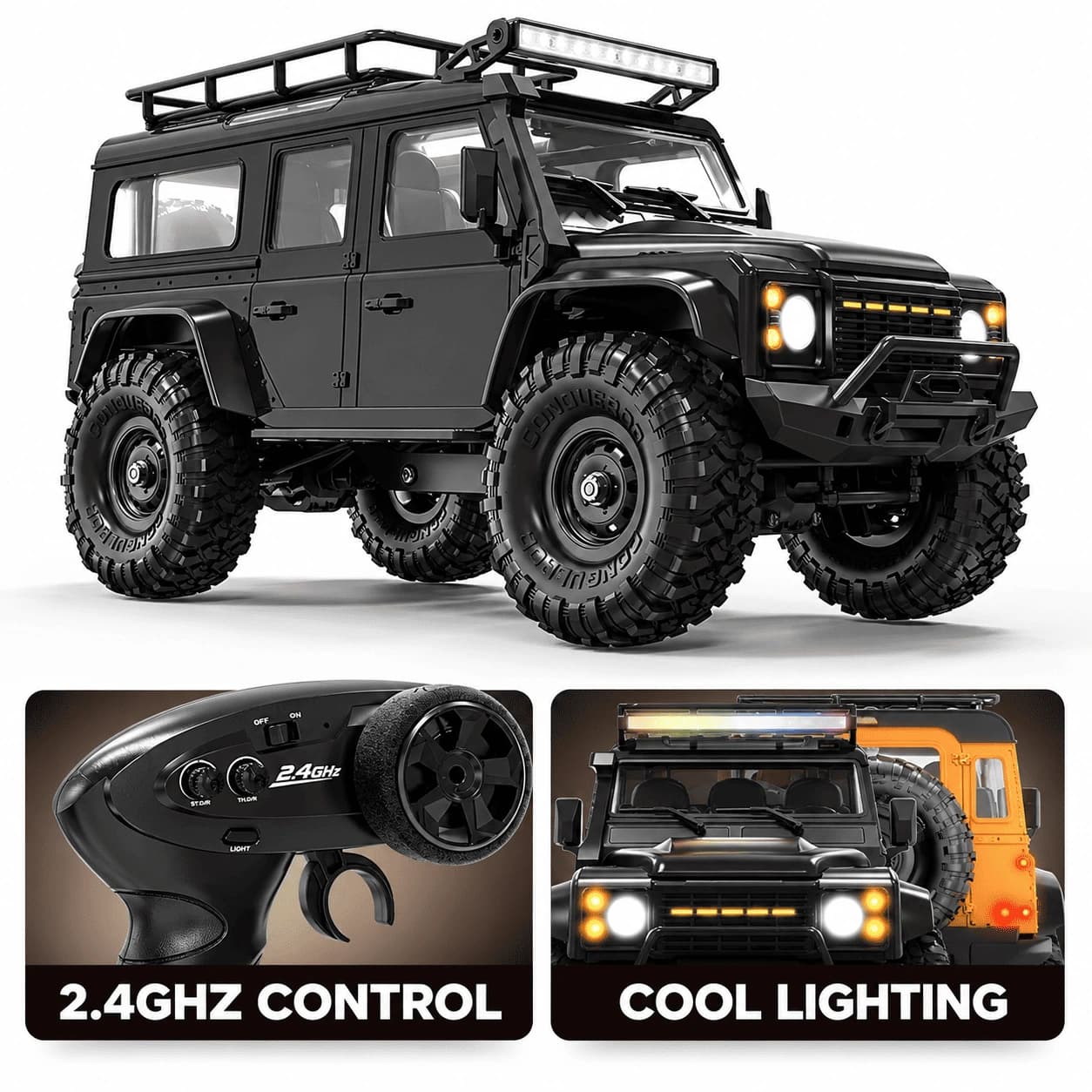Nextronix 1:16 Scale RC Climbing Car, 4WD Off-Road Remote Control SUV with LED Lights, All-Terrain Racing Vehicle 2