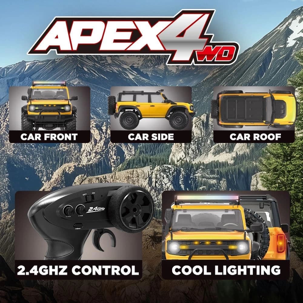Nextronix 1:16 Scale RC Climbing Car, 4WD Off-Road Remote Control SUV with LED Lights, All-Terrain Racing Vehicle 5
