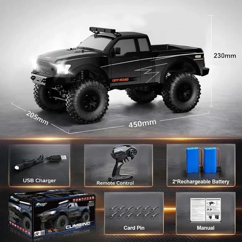 Nextronix HB Toys ZP1009 1:10 Scale Ford F-150 Raptor RC Crawler Truck, 4WD Off-Road Remote Control Pickup Truck, RTR 2