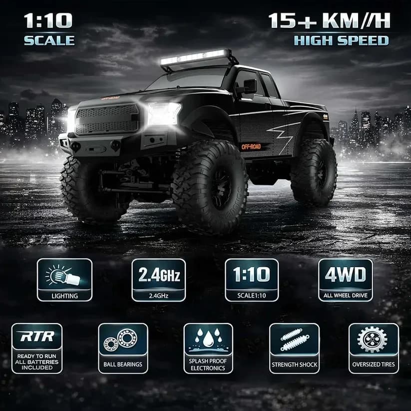 Nextronix HB Toys ZP1009 1:10 Scale Ford F-150 Raptor RC Crawler Truck, 4WD Off-Road Remote Control Pickup Truck, RTR 3