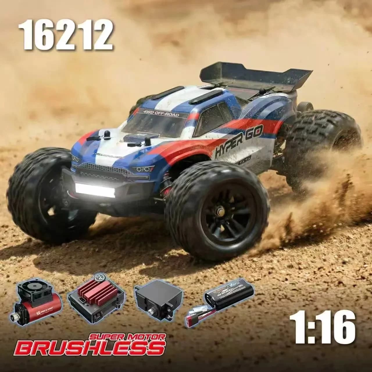 Nextronix MJX Hyper Go 16212 1:16 Scale Brushless RC Car, 4WD High-Speed Off-Road Remote Control Racing Truck, 42 KM/H 1