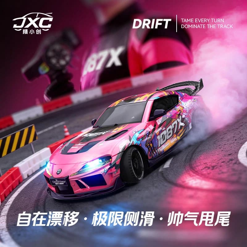 JXC Official Licensed Supra 1:43 Scale 4WD Mini RC Drift Car with Gyro, 2.4GHz Remote, LED Lights, Rechargeable Battery & Extra Tyres 3